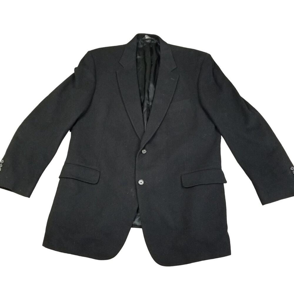 Jos. A. Bank Men's Solid Camelhair 2 Button Front Blazer Jacket Black Size 46 LG